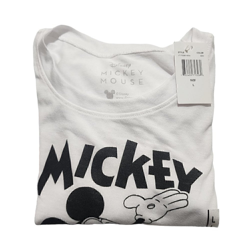 Disney Womens Mickey Mouse Curved T-Shirt White Size Large - Picture 6 of 6